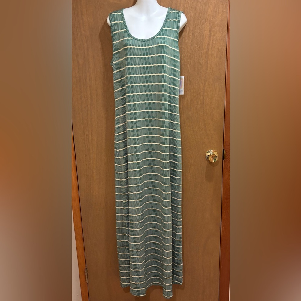 NWT LuLaRoe Dani Maxi Dress Sleeveless Tank Striped Boho XL Extra Large Stretch